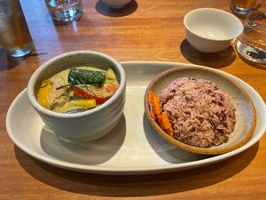 Vegan green curry was packed with vegetables and decently spicy   at Chompoo in Tokyo