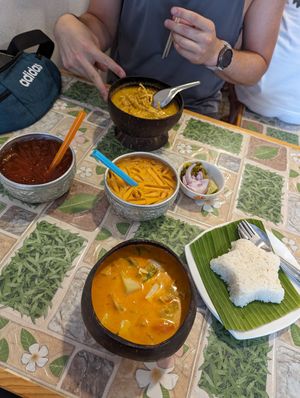 Left tea is the lemon tea. at The Coconut Shell in Chiang Mai
