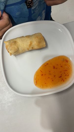 One meatless springroll (with plant based beef)  at IKEA in Kuta