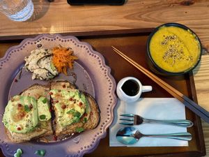 Panini plate with kabocha soup at Koya - こや in Yomitan