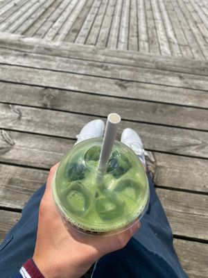 matcha latte at Joe & the Juice in Copenhagen