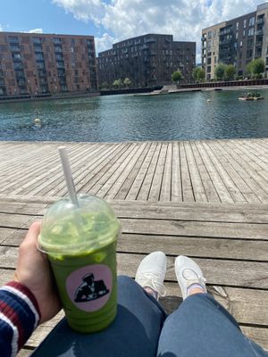 matcha latte at Joe & the Juice in Copenhagen