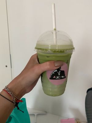 matcha latte at Joe & the Juice in Copenhagen