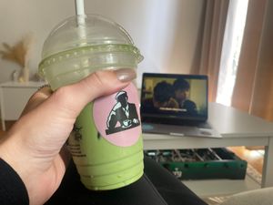 matcha latte at Joe & the Juice in Copenhagen