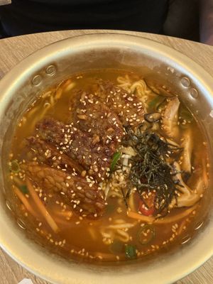 Noodle soup with tempeh  at Mama Bowls in Arnhem