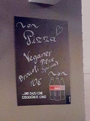 Sign inside at Pizzeria Riano in Braunschweig