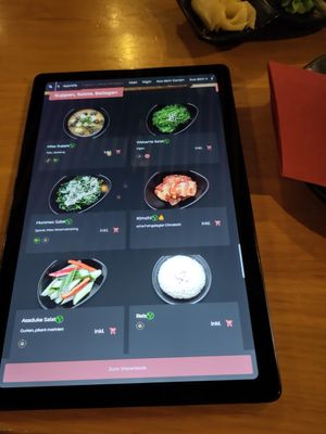 The electronic menu at Kawaru in Munich