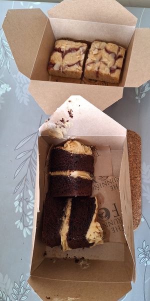 Salted caramel and discomfort blondie takeaway at The Running Fox in Alnwick