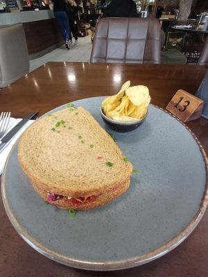 Vegan falafel sandwich at The Running Fox in Alnwick