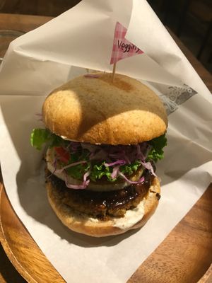 burger at Vegginy in Kyoto