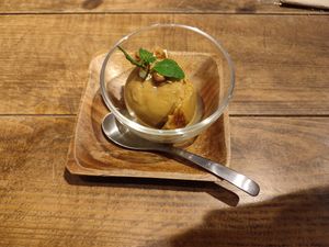 Salted caramel ice cream at Vegginy in Kyoto