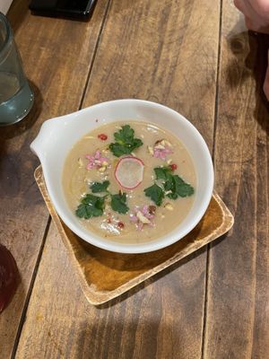 cauliflower soup  at Vegginy in Kyoto