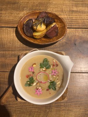 Side dishes, soup and potatoes    at Vegginy in Kyoto