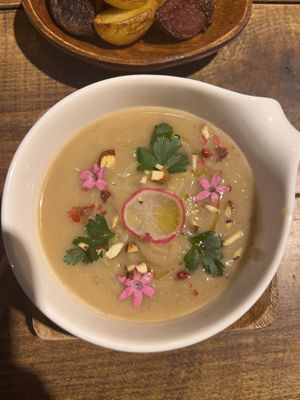 A very pretty soup!  at Vegginy in Kyoto