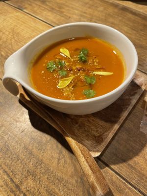 Carrot soup   at Vegginy in Kyoto