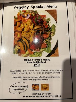 Menu  at Vegginy in Kyoto