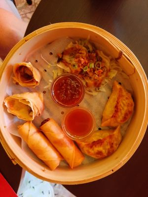 Vegan dim sum platter at Shanghai Papa in Rotterdam