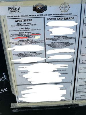 Super limited options   at Denali Brew Pub in Talkeetna