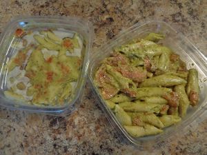 2 sides of pesto pasta salad, different pasta shape than last time and not as green of a dressing but still very tasty. at Evexia in Aurora