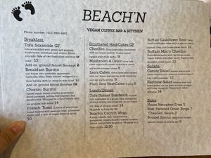 Menu at Beach'n SF in San Francisco