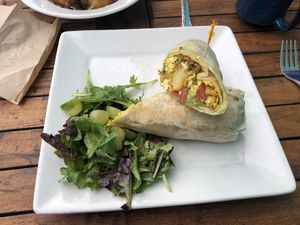 Breakfast burrito with sausage at Beach'n SF in San Francisco