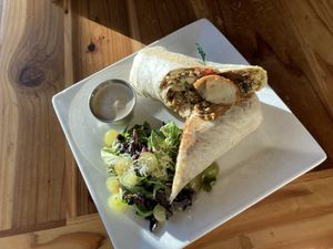 Breakfast burrito with tofu scram and fennel sausage  at Beach'n SF in San Francisco