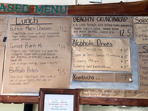 Overhead menu, pt 3 of 4 (as of 2022-04-03) at Beach'n SF in San Francisco