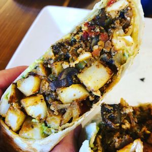 Chorizo breakfast burrito! at Beach'n SF in San Francisco