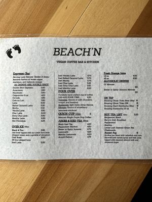 Menu   at Beach'n SF in San Francisco