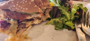 Chicken sandwich (serve with salad but you can upgraded it with fries) at Beach'n SF in San Francisco