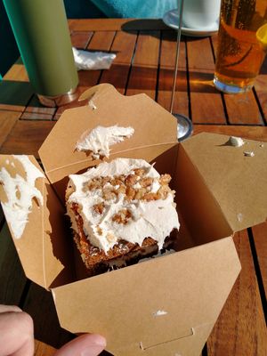 Carrot Cake (frosting smushed by the box) at Beach'n SF in San Francisco
