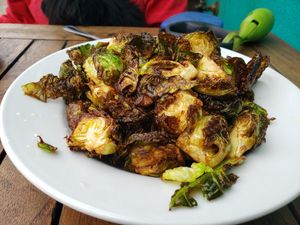 Side of Brussels sprouts at Beach'n SF in San Francisco