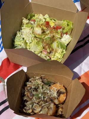 Caezar Salad & Mushroom Hashcakes  at Beach'n SF in San Francisco
