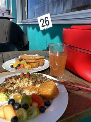 Got Crazy - Vegan Scrabble and Half Order of French Toast Sticks with Kombucha 😋✨✨✨  at Beach'n SF in San Francisco