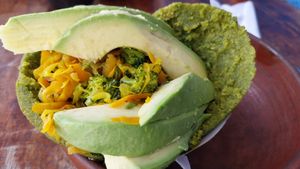 Broccoli arepa with avocado at Tatuy in Vilcabamba