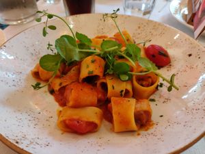 Pasta with tomatoes at Gusto in Rotterdam