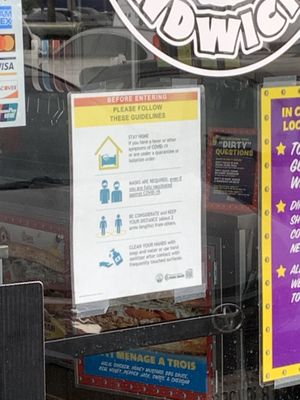 Signage promoting mask wearing   at Ike's in Carson