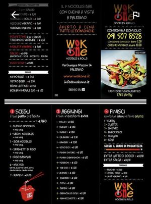 Menu at Wok One in Palermo