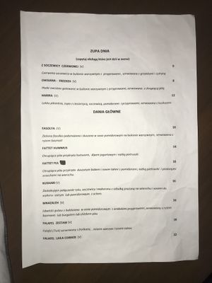 Menu at Laila  in Krakow