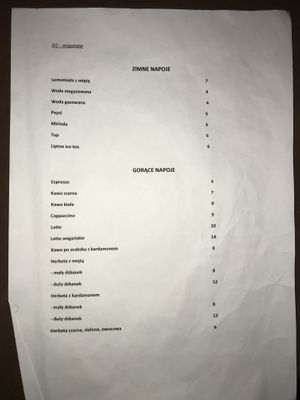 Menu at Laila  in Krakow