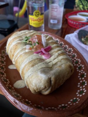 The La Chimi - highly recommend, also, it’s huge.   at Mis Tacones in Portland