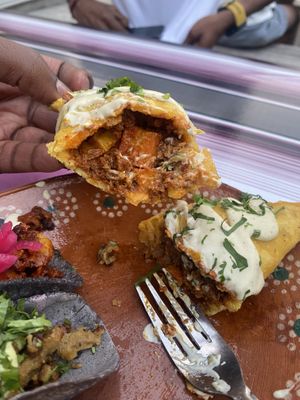 Inside of the empanada  at Mis Tacones in Portland