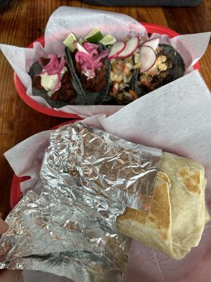 Tacos and breakfast burrito!   at Mis Tacones in Portland