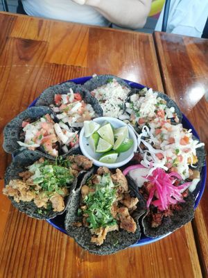 Mix of tacos at Mis Tacones in Portland