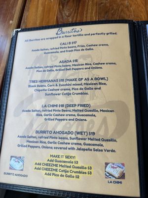 Menu  at Mis Tacones in Portland