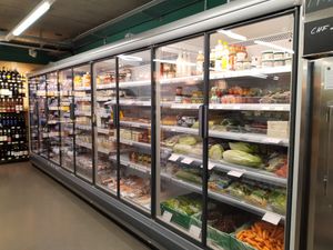Refrigerated section at BachserMärt in Bachs