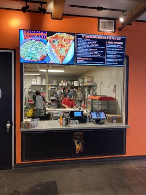 Front of store at Secret Vegan Pizza in Los Angeles