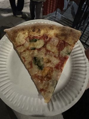 Plain slice at vegan playground  at Secret Vegan Pizza in Los Angeles