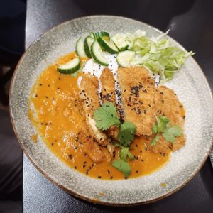 Katsu tempeh curry at Wegestacja Koński Rynek in Myslenice