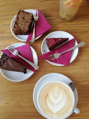 Chocolate cake,  banana bread and ...? at Dosa Dosa in Prague